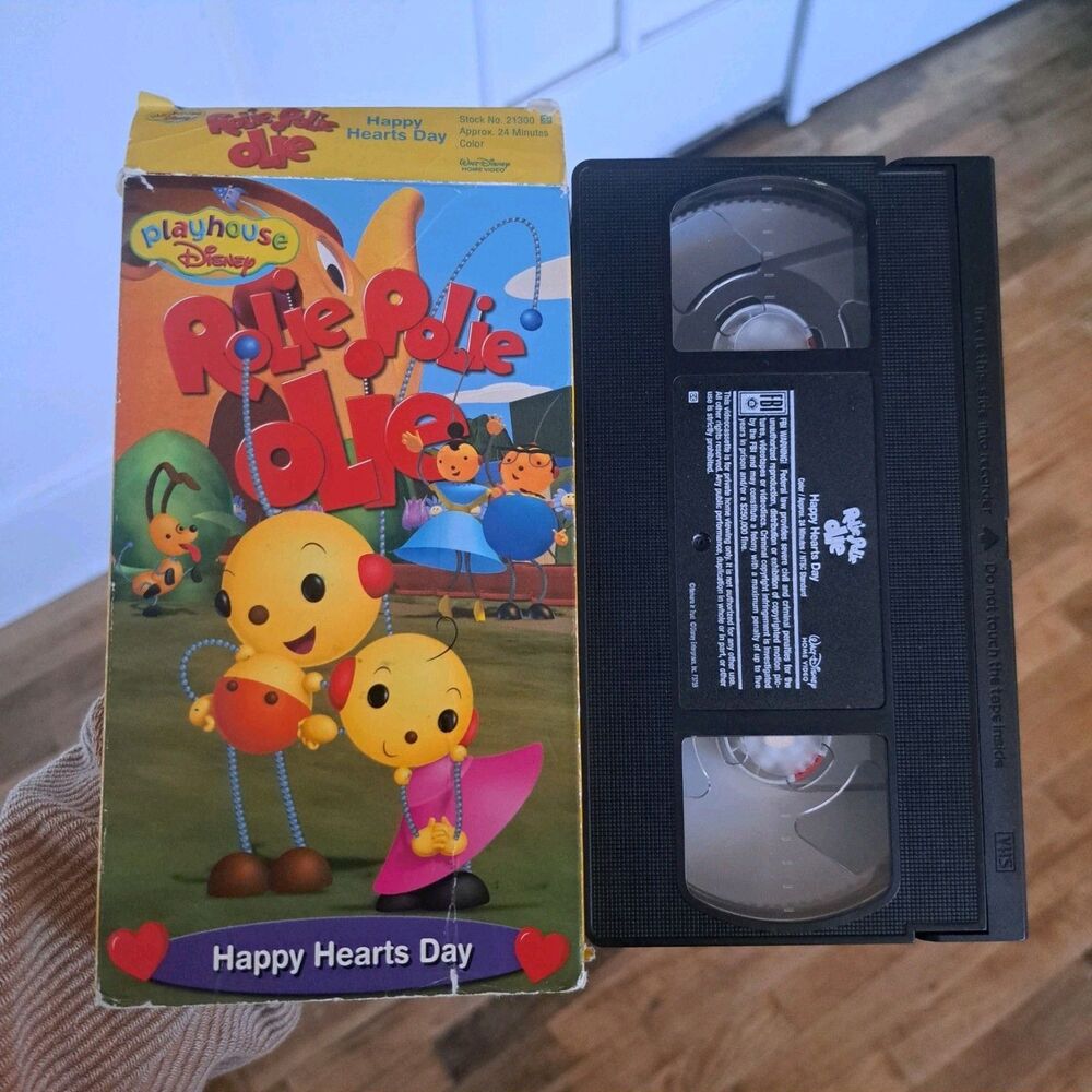 Vintage Rolie Polie Olie VHS Cassette Tape Happy Hearts Day Tested Disney Y2k
